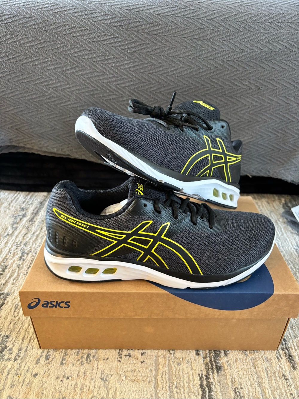 ASICS Men’s Athletic Shoes in Charcoal with Neon Yellow Accents